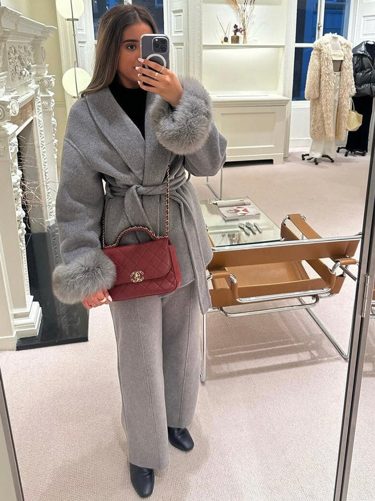 Chelsie Wool Fur Coat